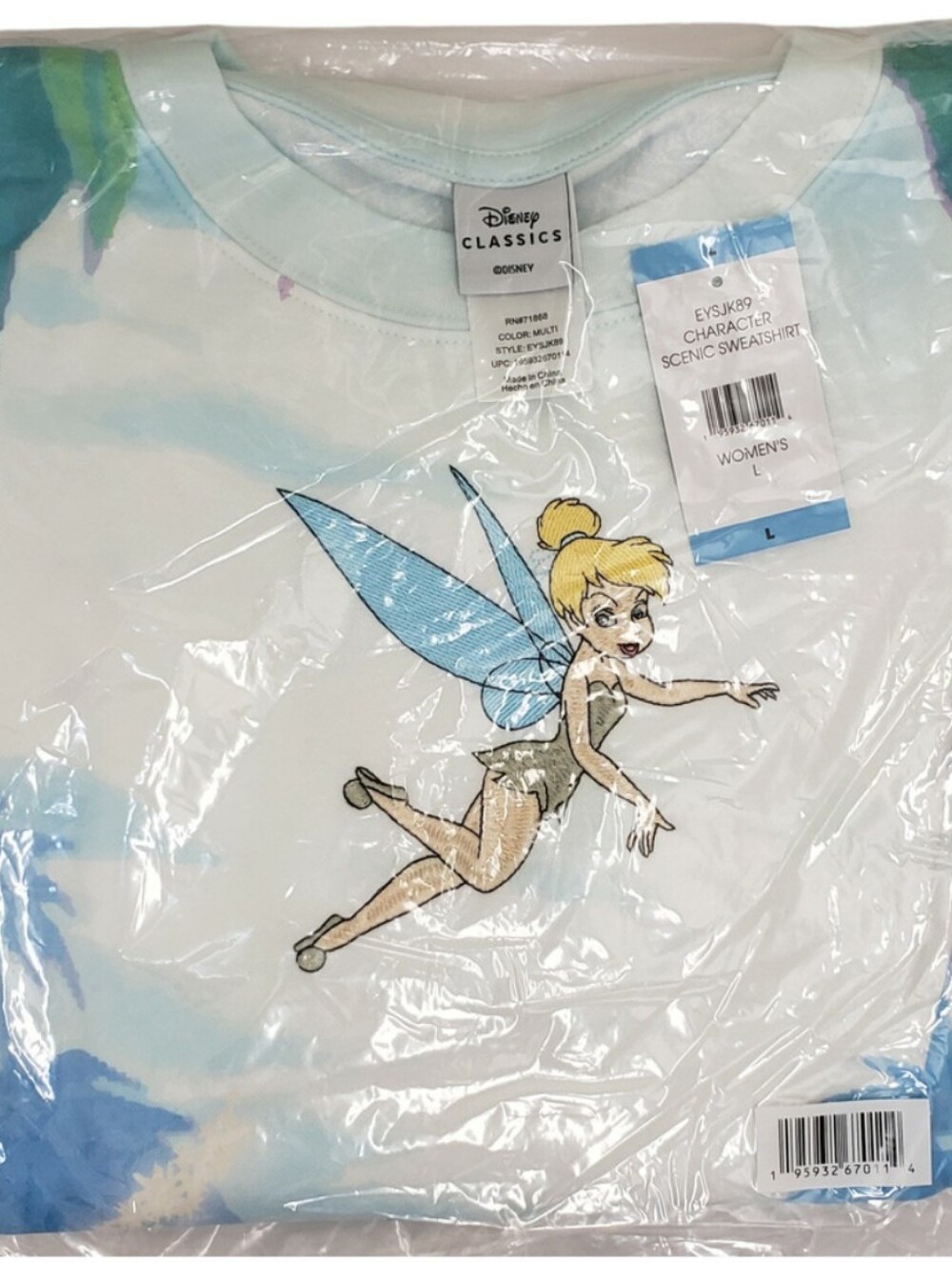 Character Women's Scenic Sweatshirt Tinkerbell NWT